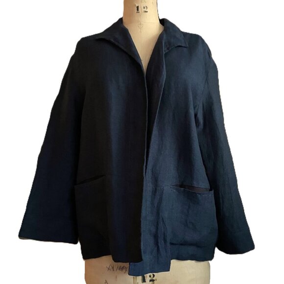 Vintage 90s 00s LIDA BADAY minimalist boxy linen jacket blazer - Picture 4 of 13